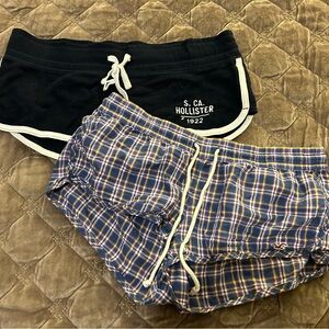 Hollister Navy and Blue Plaid Shorts Duo